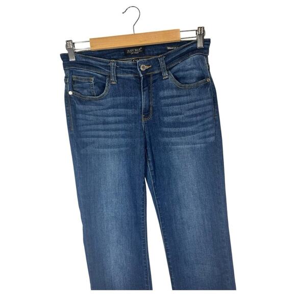 Judy Blue Jeans Womens 5 27 Blue Straight Fit Dark Wash Mid Rise Wiskering JB823 - Picture 3 of 12